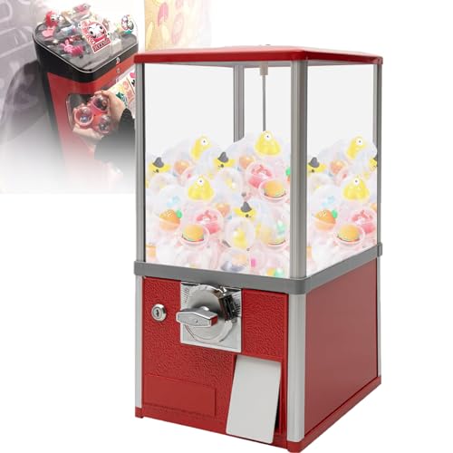 ZHIXUMM Verkaufsautomat, Kaugummiautomat FüR 1,26-Zoll-Kapseln, Kaugummis, SüßIgkeiten Oder NüSse, Freistehender Kaugummispender FüR Kinder,Red von ZHIXUMM