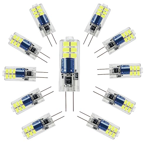 ZHIYUE 10er G4 2W LED Glühbirnen AC 230V Kaltweiß 6000K Nicht dimmbar ZHIYUE1 Ersetzen G4 20W Halogenbirne,G4 Sockel JC Typ Verwendet für Wohnzimmer Kronleuchter, Wandlampen, Küchenbeleuchtung von ZHIYUE