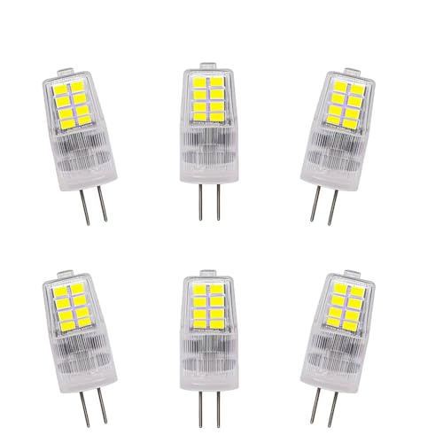 ZHIYUE 6 Stück G4 3W LED Birne Kaltweiss 6000k AC220-240V 300LM Nicht dimmbar Ersetzen G4 30W Halogenbirne, Bi-Pin G4 Sockel JC Typ Verwendet für Wohnzimmer Kronleuchter, Wandlampen von ZHIYUE