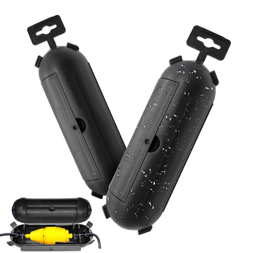 ZHIYUQL® 2 Stück Kabelbox Wasserdicht IP44 Stromverbinder Schutzbox Outdoor Steckerbox CEE Sicherheitsbox Trittfest Schutzkappe für Kabel und Stecker, Schwarz von ZHIYUQL