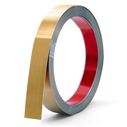 ZHIYUQL® Zierleisten Selbstklebend Zierleiste Gold Metallleiste Selbstklebend Blechstreifen Edelstahl Metallband Edelstahl Abziehen und Aufkleben für Spiegelrahmen, 6M × 20MM von ZHIYUQL