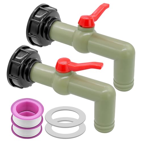 ZHIYUQL 2 STK IBC Auslaufhahn, IBC Adapter S60x6 Grobgewinde IBC Auslaufstutzen IBC Tank Zubehör 1 Zoll Wasserhahn Kugelhahn für 1000L IBC Container Wassertank Regentonnen, 32mm (DN40/50) von ZHIYUQL