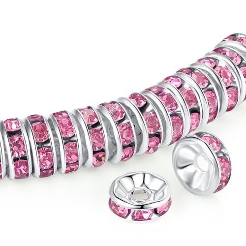 ZHIYUXI Abstandshalter für Armbänder, Halsketten, 10 mm, Rosa, 200 Stück ZHIYUXI Abstandshalter für Armbänder, Halsketten, 10 mm, Rosa, 200 Stück von ZHIYUXI