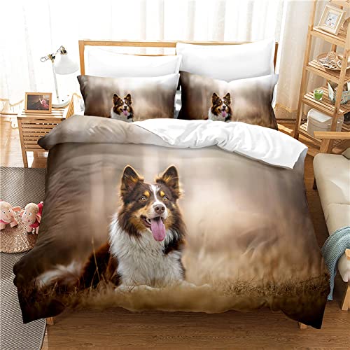 ZHIZAI BettwäSche 135x200 Brauner Australian Shepherd Mikrofaser Bettwäsche + 1 Kissenbezug 80x80cm - Mit Reisverschluss BettwäSche Flauschig - Geeignet FüR Erwachsene Und Kinder von ZHIZAI