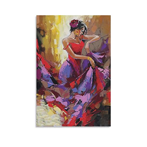 Flamenco-Tanz-Mädchen-Kunstposter, Wand-Fotodruck, Bild, Leinwand, ästhetische Dekoration, 30 x 45 cm von ZHIZAO