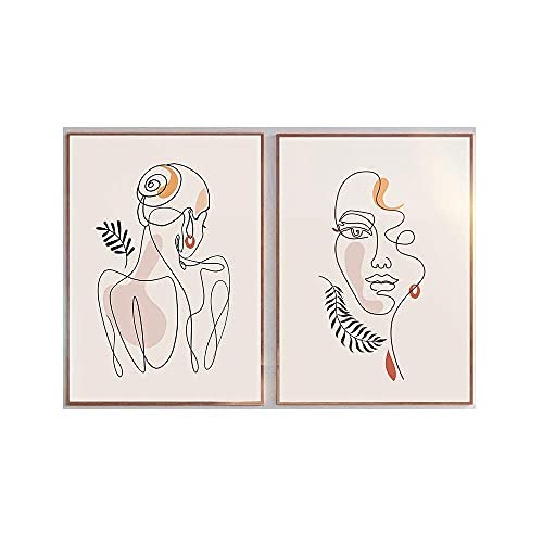 ZHJJD Single Line Face GemäLdedruck Woman Face One Line Drawing Poster Neutral Wall GemäLde Minimalist Canvas Painting Home Room Wall Deko 40x60cmx2 No Frame von ZHJJD