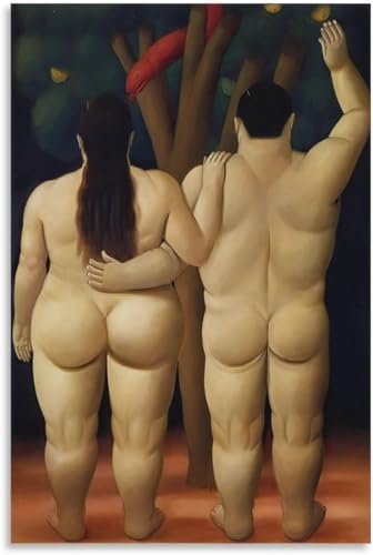 ZHJLUT Adam Und Eva von Fernando Botero Poster und Drucke Retro Leinwand Wandkunst Fernando Botero Malerei für Zuhause Bild Wanddekoration 50x70cmx1 Kein Rahmen von ZHJLUT