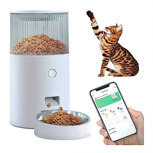 ZHJOPP Intelligenter Futterautomat für Haustiere, intelligenter Futterautomat für kleine Katzen und Hunde, zeitgesteuerte quantitative Fütterung, Erinnerung an Futtermangel (White) von ZHJOPP