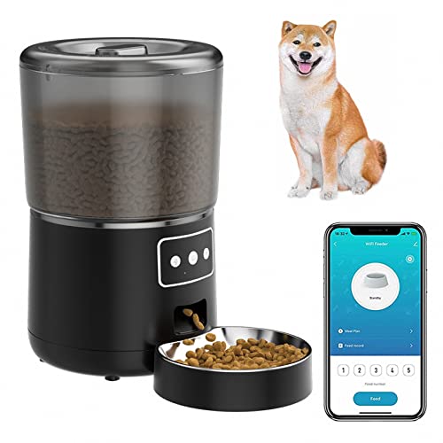 ZHJOPP WiFi Automatischer Futterautomat, Smart Katzen- und Hundefutterspender, 4 Liter Kleiner Katzen- und Hundefutterautomat mit App-Steuerung (Black 4L) von ZHJOPP