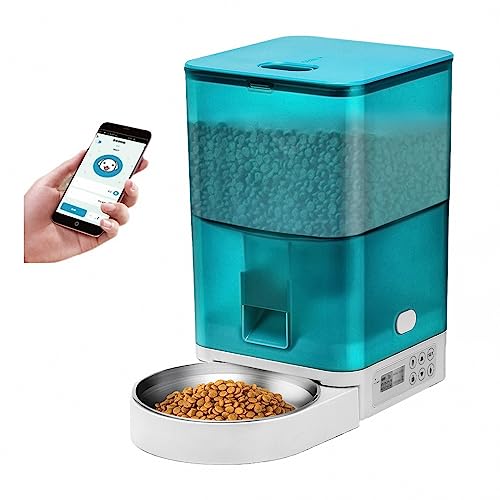 ZHJOPP WiFi Pet Feeder für Katzen und Hunde, 4-Liter-Smart-Futterautomat mit App-Steuerung und aufzeichnungsfähigen Mahlzeitenrufen (Green) von ZHJOPP