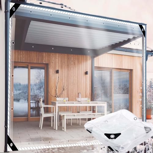 Abdeckplane Wasserdicht Plane 1.2x1.4m Transparent mit ösen, 0.55mm Anpassbar PVC Abdeckplane Transparent Terrassenplane Faltbar Wetterfeste Tarp für Gartenmöbel Pflanzenisolierung von ZHJSHOU