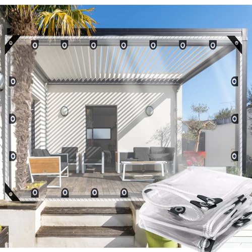 ZHJSHOU Plane Wasserdicht Transparent mit Ösen 0.8x2m,0.55mm PVC Abdeckplane Transparent Zeltplane Faltbar Wetterfeste Tarp für Außenbereich Pavillon Terrassen Garten Möbel Staubdicht von ZHJSHOU