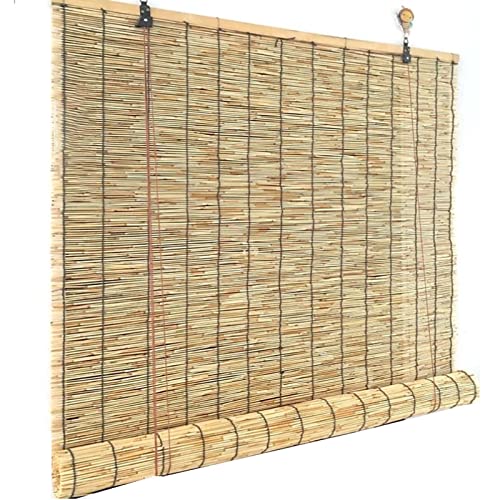 Schilf Vorhang Rollo Bambus,Bambusrollo Sonnenschutz Vorhang Balkon Dekoration,Lichtfilter Vorhang für Patio Balkon,Handgewebt/Sonnenschutz/Atmungsaktiver,100x120cm/39x47in(WxH) von ZHJSHOU