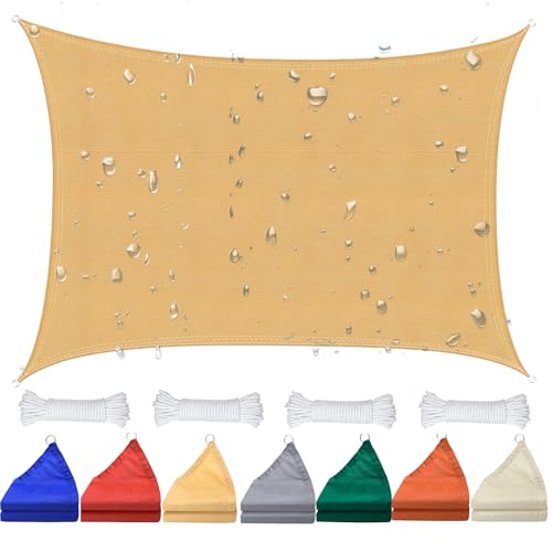 ZHJSHOU 1mx2m Sonnensegel Wasserdicht,Sonnenschutz Balkon Sonnensegel mit ösen,95% UV-Schutz,180g/m² Rechteckig Regenschutz Sonnensegel mit Seil für Garten Terrasse von ZHJSHOU
