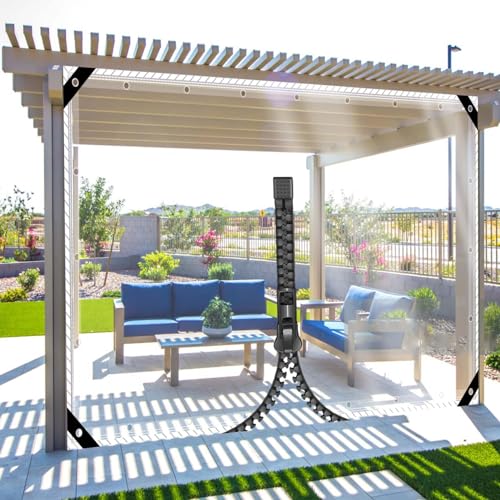 ZHJSHOU Abdeckplane Wasserdicht Plane 2.4x2.4m Transparent mit ösen, 0.35mm Anpassbar PVC Abdeckplane Transparent Terrassenplane Faltbar Wetterfeste Tarp mit 1 Reißverschluss für Gartenmöbel ZHJSHOU Abdeckplane Wasserdicht Plane 2.4x2.4m Transparent mit ösen, 0.35mm Anpassbar PVC Abdeckplane Transparent Terrassenplane Faltbar Wetterfeste Tarp mit 1 Reißverschluss für Gartenmöbel von ZHJSHOU