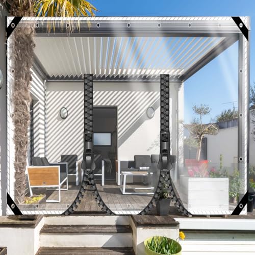 ZHJSHOU Abdeckplane Wasserdicht Plane 2.4x2.8m Transparent mit ösen, 0.35mm Anpassbar PVC Abdeckplane Transparent Terrassenplane Faltbar Wetterfeste Tarp mit 2 Reißverschluss für Gartenmöbel ZHJSHOU Abdeckplane Wasserdicht Plane 2.4x2.8m Transparent mit ösen, 0.35mm Anpassbar PVC Abdeckplane Transparent Terrassenplane Faltbar Wetterfeste Tarp mit 2 Reißverschluss für Gartenmöbel von ZHJSHOU