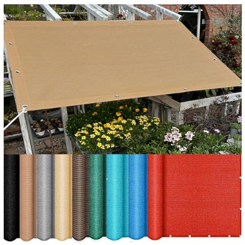ZHJSHOU Schattierungsnetz mit Ösen Erdiges Gelb– 90% UV Schutz Sonnenschutznetz für Gewächshaus, Balkon Sichtschutz & Terrasse – HDPE Luftdurchlaessig Schattennetz 5mx9m von ZHJSHOU