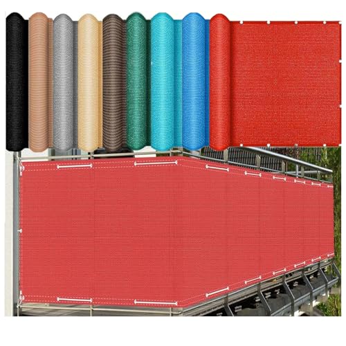 ZHJSHOU Schattierungsnetz mit Ösen Rot– 90% UV Schutz Sonnenschutznetz für Gewächshaus, Balkon Sichtschutz & Terrasse – HDPE Luftdurchlaessig Schattennetz 5mx9m von ZHJSHOU