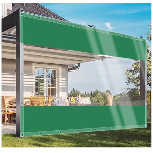 ZHJSHOU Transparente Abdeckplane mit Ösen 2,4mx2,8m Plane Wasserdicht,560g/m² Terrasse Plane transparent Windschutz Regenplane für pavillon Gartenplane Pflanzen Balkon Gartenmobel von ZHJSHOU
