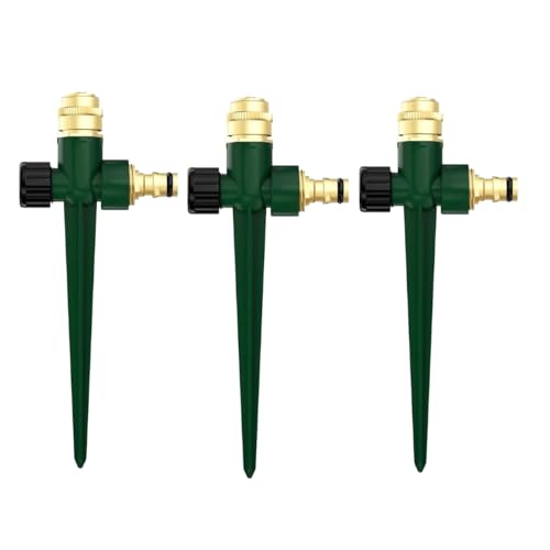 Metall Rasensprenger Automatischer Messing Sprinkler mit Spike Base, 360° Einstellbares Sprinklersystem für Gras Terrasse Garten Bewässerung von ZHJZFZ