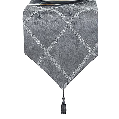 ZHKGANG Tischläufer Polyester Jacquard Elegante Tischläufer Mit Quaste Für Home Dining Table Topper Dekorative Couchtischdecke,D-11in*82.6in von ZHKGANG