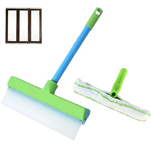 Alisanda Recyclable Silicone Window Squeegee Kit, Window Cleaning Tool Kit, Glass Cleaning Tools with Silicone Squeegee & Microfiber Scrubber, for Home Shower Car Windshield (Type A Green) von ZHKVAG