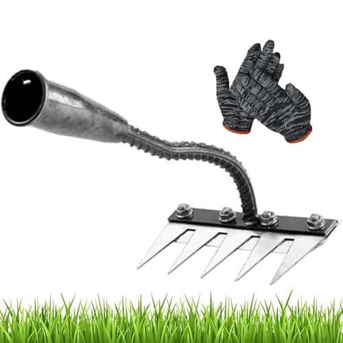 Iron Rake for Gardening and Weeding, Gardenia Iron Weeding Rake 2.0, 5/6/7/8 Teeth Multifunctional Heavy-Duty Carbon Steel Gardening Hand Weeder Tools for Lawn Care (5 Teeth) von ZHKVAG