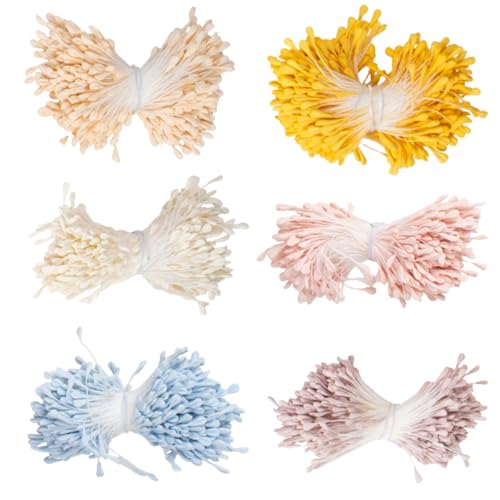 ZHLIMY 2100 Stück Pfeifenreiniger Blumen Staubblatt, Künstliche Staubblätter in 6 Farben Staubgefäß mit Zwei Perlen Köpfen 3mm, Blütenstempel zum Basteln, Blau/Violett/Gelb/Rosa/Schneeknospe/Cremeweiß ZHLIMY 2100 Stück Pfeifenreiniger Blumen Staubblatt, Künstliche Staubblätter in 6 Farben Staubgefäß mit Zwei Perlen Köpfen 3mm, Blütenstempel zum Basteln, Blau/Violett/Gelb/Rosa/Schneeknospe/Cremeweiß von ZHLIMY