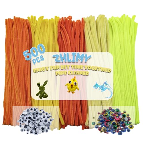 ZHLIMY 500 Stück Pfeifenreiniger Gelb, Pfeifenputzer Gelb mit 200 Wackelaugen Selbstklebend, Chenilledraht für Kreative DIY-Projekte, 5 Farben Pipe Cleaner Yellow Lang 30 cm X 6 mm ZHLIMY 500 Stück Pfeifenreiniger Gelb, Pfeifenputzer Gelb mit 200 Wackelaugen Selbstklebend, Chenilledraht für Kreative DIY-Projekte, 5 Farben Pipe Cleaner Yellow Lang 30 cm X 6 mm von ZHLIMY