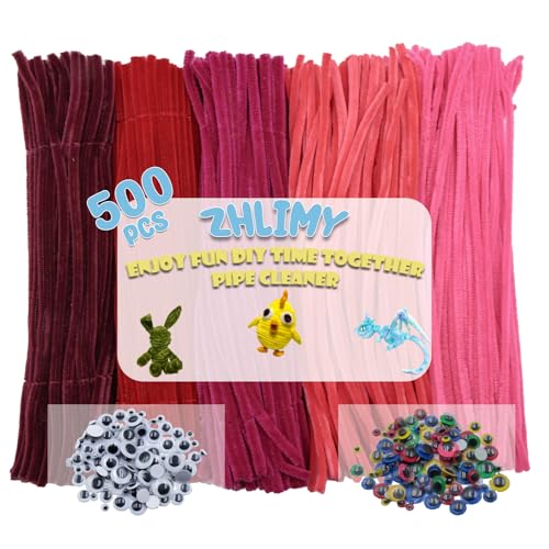 ZHLIMY 500 Stück Pfeifenreiniger Rot, 5 Farben Pfeifenputzer zum Basteln Rot, Kommt mit 200 Beweglichen Augäpfeln Selbstklebend, Pipe Cleaner Red, Chenilledraht für Kreative DIY-Projekte für Kinder ZHLIMY 500 Stück Pfeifenreiniger Rot, 5 Farben Pfeifenputzer zum Basteln Rot, Kommt mit 200 Beweglichen Augäpfeln Selbstklebend, Pipe Cleaner Red, Chenilledraht für Kreative DIY-Projekte für Kinder von ZHLIMY