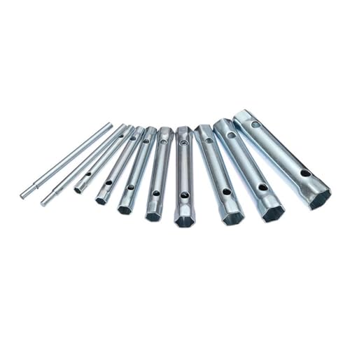 ZHLWei 8–19 mm, 6–22 mm, 6-teilig/10-teilig, metrischer Rohr-Ringschlüsselsatz, Rohrstangenschlüssel aus Stahl, doppelseitig, for die Reparatur von Autoloten von ZHLWei