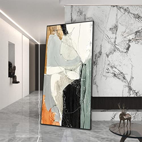 Moderne Wohnkultur Luxus Cuadros Abstraktes Ölgemälde Druck auf Leinwand Nordic Poster Übergroße Wandkunst Bilder 95 x 193 cm/(37 x 76 Zoll) mit schwarzem Rahmen von ZHMANLUCK