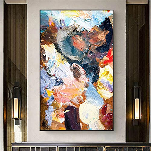 Modernes, großes, abstraktes, modernes Gemälde auf Leinwand, Heimdekoration, groß, bunt, für Raum, Wanddekoration, Gemälde, 90 x 180 cm/(35 x 71 Zoll) mit schwarzem Rahmen von ZHMANLUCK