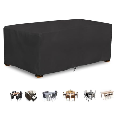 ZHMANLUCK Abdeckung Gartentisch 160x90x80cm/LxWxH Schwarz 600D Oxford Gewebe Terrassenmöbel-Abdeckung, Abdeckplane Schutzhülle für Gartentische und Terrassenmöbelabdeckung von ZHMANLUCK