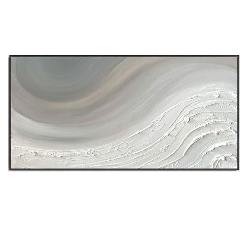 ZHMANLUCK Einfaches großes Wandbild, fließendes Ölgemälde, abstrakte weiße Gemälde, individuelles Wandbild, helle Farbe, Dekor, Wanddekoration, 90 x 180 cm, mit schwarzem Rahmen ZHMANLUCK Einfaches großes Wandbild, fließendes Ölgemälde, abstrakte weiße Gemälde, individuelles Wandbild, helle Farbe, Dekor, Wanddekoration, 90 x 180 cm, mit schwarzem Rahmen von ZHMANLUCK