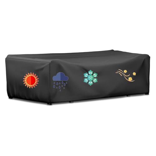 ZHMANLUCK Gartentisch Abdeckung 200x100x100cm/LxWxH Quadratisch Lounge TerrassenmöBel Wetterfest, Winddicht, UV-Beständig HüLle GartenmöBel, Winddicht Klettverschlüsse von ZHMANLUCK