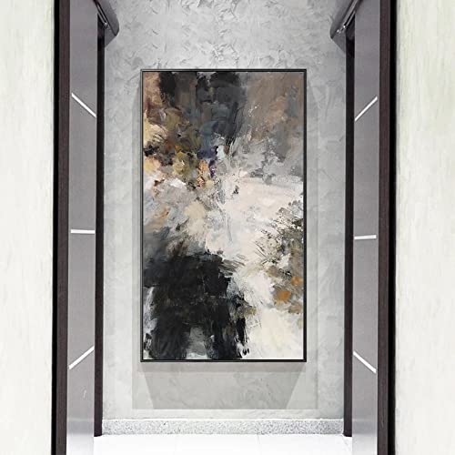 ZHMANLUCK Großer Leinwanddruck, abstrakte Schwarz-Weiß-Wandkunst, Leinwandposter für gerahmte Dekoration, moderne Gemälde, Drucke für Wohnzimmer, 100 x 200 cm/(39 x 78 Zoll) mit schwarzem Rahmen von ZHMANLUCK