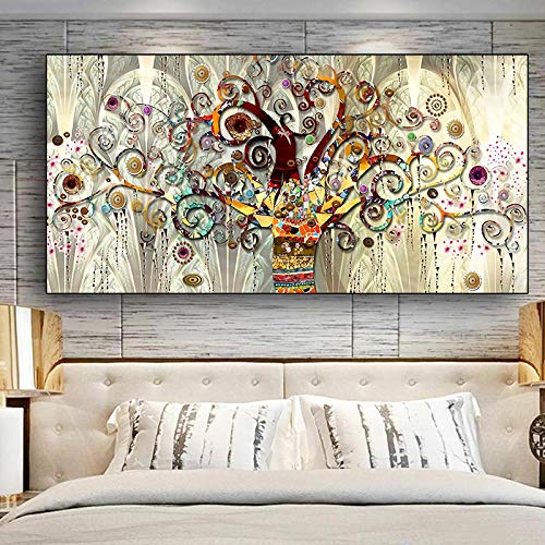ZHMANLUCK Lebensbaum von Gustav Klimt Landschaft Moderne Wandbilder Wanddekoration Design Wandbild 90x160cm(35x63in) mit Rahmen von ZHMANLUCK