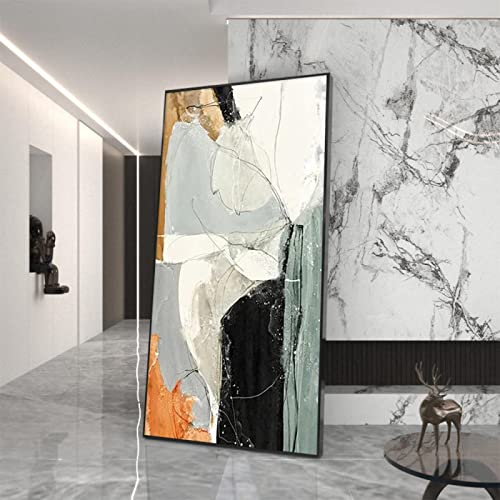 ZHMANLUCK Moderne abstrakte Wandkunst für Wohnzimmer, Ölgemälde, Druck auf Leinwand, nordisches Poster, Wandkunst, Bilder für Raumdekoration, 100 x 200 cm (39 x 78 Zoll) mit schwarzem Rahmen von ZHMANLUCK