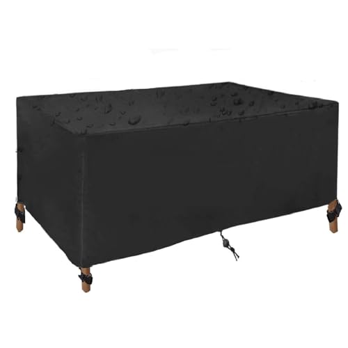 ZHMANLUCK Tischabdeckung Outdoor Wetterfest 130x80x100cm Gartenmöbel Abdeckung Wasserdicht 600D Rechteckig Winddicht Anti-UV Abdeckhauben für Möbelsets von ZHMANLUCK