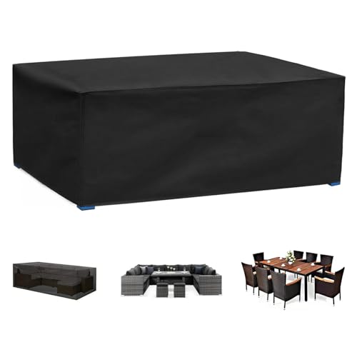 ZHMANLUCK Tischabdeckung Outdoor Wetterfest 190x130x75cm/LxWxH Garten MöBelsets Rattan Anti-UV, Outdoor-Tischabdeckung mit Luftauslass für Tische und Stühle, Rattanmöbel von ZHMANLUCK