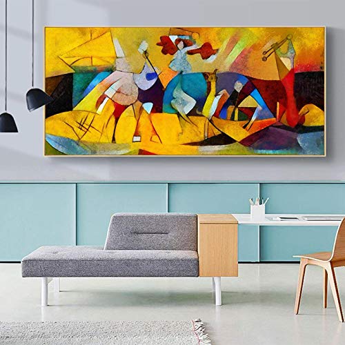 ZHMANLUCK Von Picasso Abstrakte große Wandbilder für Wohnzimmer, moderne Wohnkultur, übergroße berühmte Kunstwerke mit goldenem Rahmen, 65 x 130 cm/(25 x 51 Zoll) mit goldenem Rahmen von ZHMANLUCK