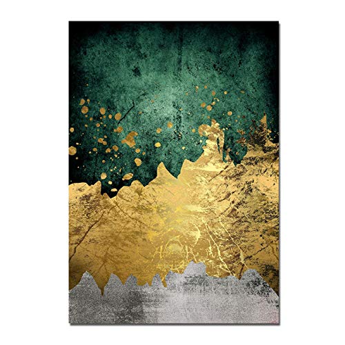 ZHMANLUCK Wanddekoration Wandkunst Bild Grün Gold Moderne Abstrakte Nordische Leinwand Malerei Kunstdruck auf Leinwand Wohnkultur 60x120cm(24x47in) Mit Rahmen von ZHMANLUCK