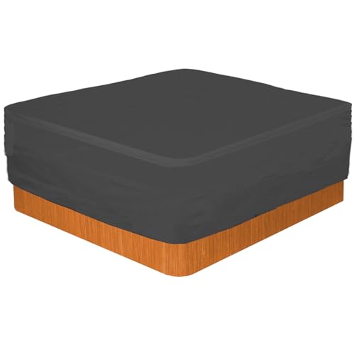 Whirlpool Abdeckung Wasserdicht, Abdeckplane Whirlpool mit Einstellbarer Spanngurt und Kordelzug, Hot Tub Cover 420D Oxford-Tuch Wetterfest Anti-UV-Schwarz (220 * 220 * 85cm) von ZHMIZHAM