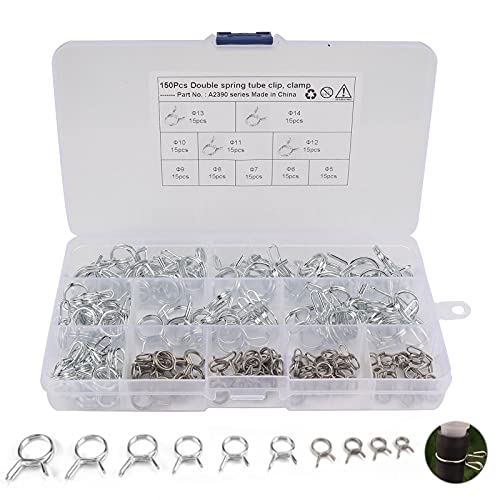 Rohrschellen Schhlauchklemmen 150Pcs Edelstahl Schlauchklemmen Federbandschellen Kraftstoffleitung Schläuche Federclips Schlauch Clips Federklemme Wasserschlauch Luftschlauch Schlauchschellen von ZHMKYD13