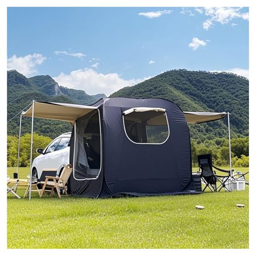 SUV Heckklappenzelt Für 3-4 Personen, Pop-Up-Kofferraum, Sonnenschutz, Auto Heckzelt Für Camping Wasserdicht Langlebig, SUV Heckzelt Einfache Einrichtung (Black, 200x200x200cm) von ZHNANDAMAI