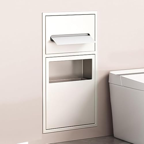 ZHNANDAMAI Eingelassene Duschnische, Wandregal-Organizer für Badezimmer Duschregal aus Edelstahl Eingelassener Toilettenpapierhalter Integriertes Mülleimerregal für Küche, Wohnzimmer, Hotel von ZHNANDAMAI