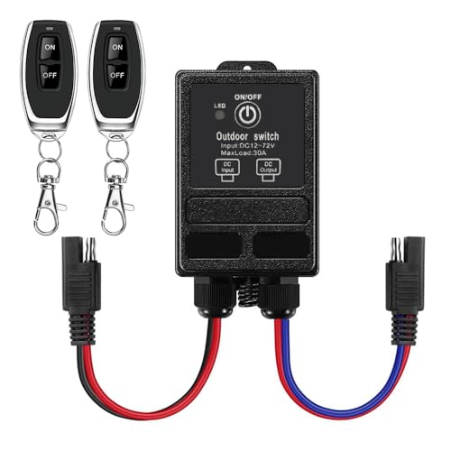 ZHOFONET 12 Volt Wasserdicht Fernbedienung Schalter mit SAE Stecker DC12V-72V RF Fernsteuerungsschalter,328ft Lange Reichweite Drahtloser Schalter für landwirtschaftliche Spritzgeräte, Sprühpumpen von ZHOFONET