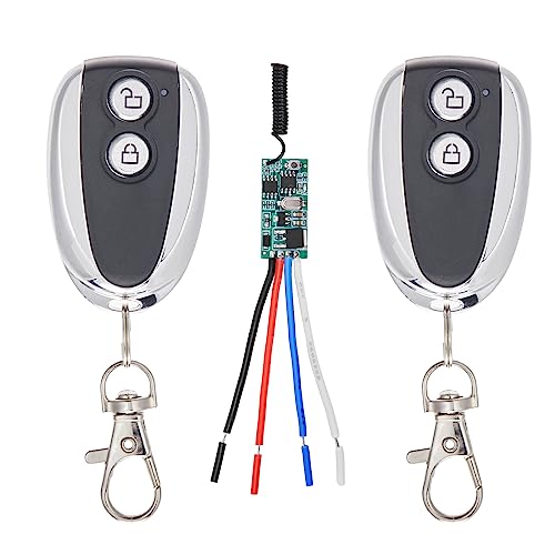 ZHOFONET DC12V Funkschalter, 5V-30V 3A Mini Relais Wireless Lichtschalter Fernbedienung, RF Fernsender und Empfänger Fernsteuerungsschalter, benutzt für LED-Lichter, Lichtsteuerschalter von ZHOFONET