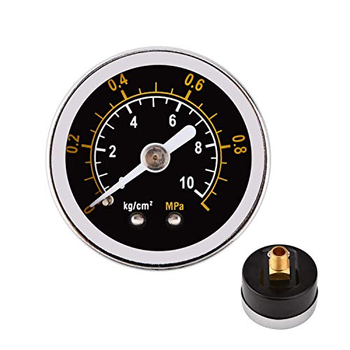 Manometer mit Anschluss 1/8 Zoll, für Wasserabscheider und Druckluftregler Luftdruckmessgerät, Arbeitsdruck: 0-10 kg/cm² von ZHONG AN